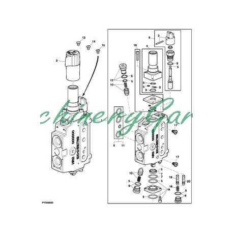 Válvula de mando Hidraúlico John Deere serie 6030 y 7030