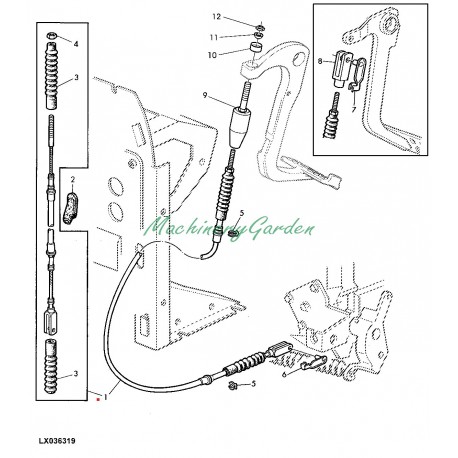 Cable de embrague John Deere 6100 6200 6300 6400 6110SE 6210SE 6310SE