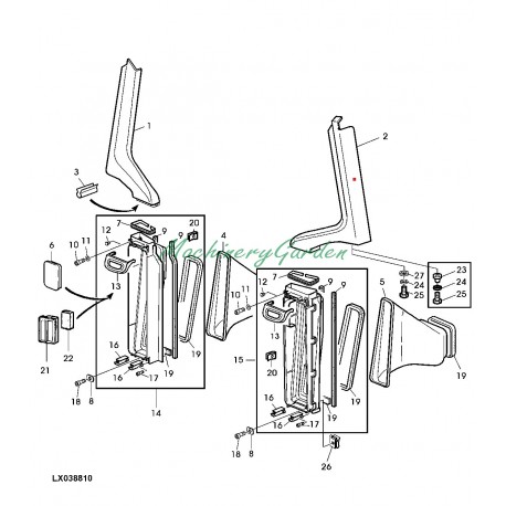 Conducto de Aire Trasero Derecho Cabina John Deere 6000 6010