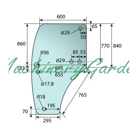 Cristal cabina izquierdo john deere serie 5220 5820