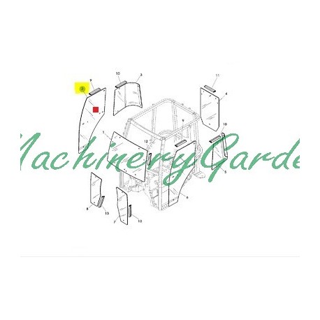 Cristal Para puerta derecho John Deere 5100GF 5090GV