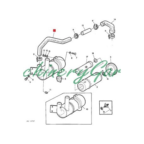Manguito del filtro aire John Deere 2035 y 2135