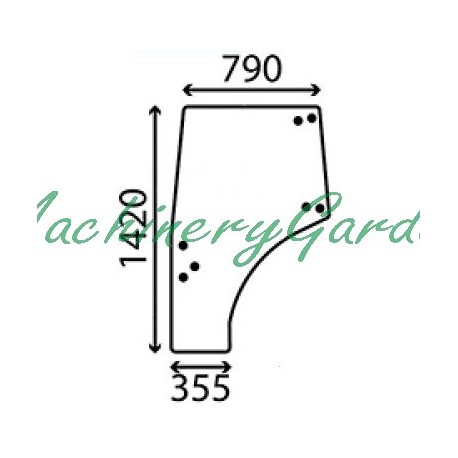 Cristal Puerta Izquierda Kubota serie L3830 L5030 y M5071 M9540